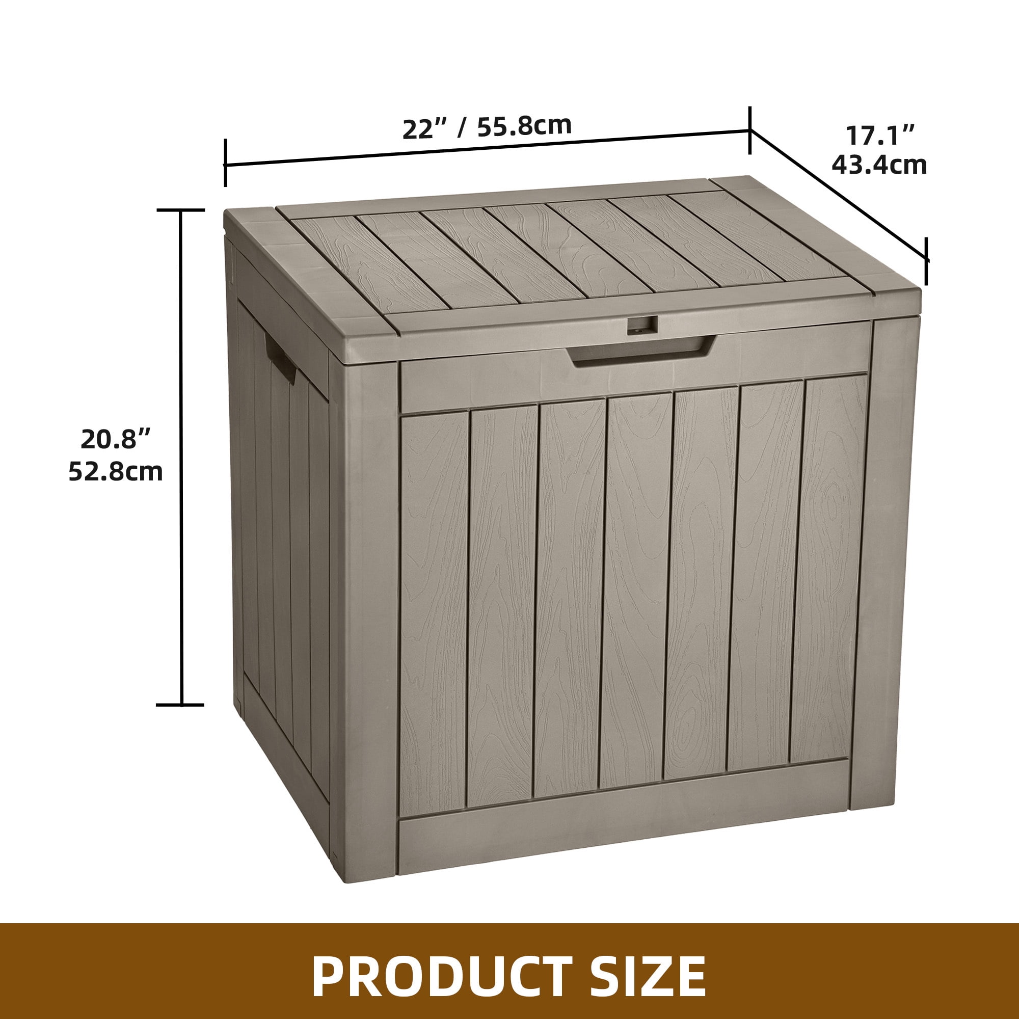 Uforic 30 Gallon Outdoor Storage Box, Weatherproof Lockable Resin Deck Box for Patio Furniture, Pool Accessories, Garden Tools and Supplies, Brown