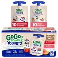 thumbnail image 1 of yogurtZ Variety Pack, Strawberry & Banana, 3 oz (Pack of 20), Kids Snacks Made from Real Yogurt and Fruit, No Fridge Needed, Gluten Free, Nut Free, Recloseable Cap, BPA Free Pouches, 1 of 5