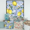 thumbnail image 2 of Designart 'Geometrical Pattern of Lemon Ornament On Blue I' Tropical Framed Canvas Wall Art Print, 2 of 5