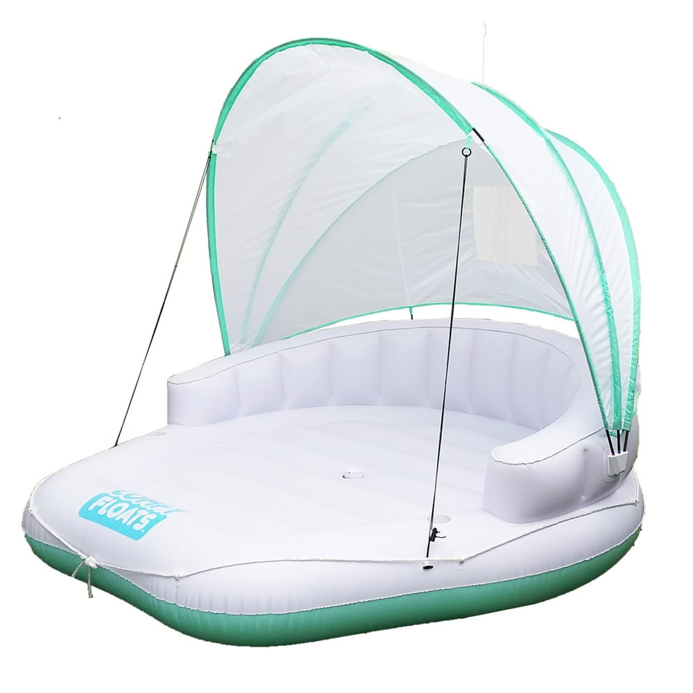 COMFY FLOATS Cabana Pool Float with Retractable Cover and Cool Misting, White - Walmart.com