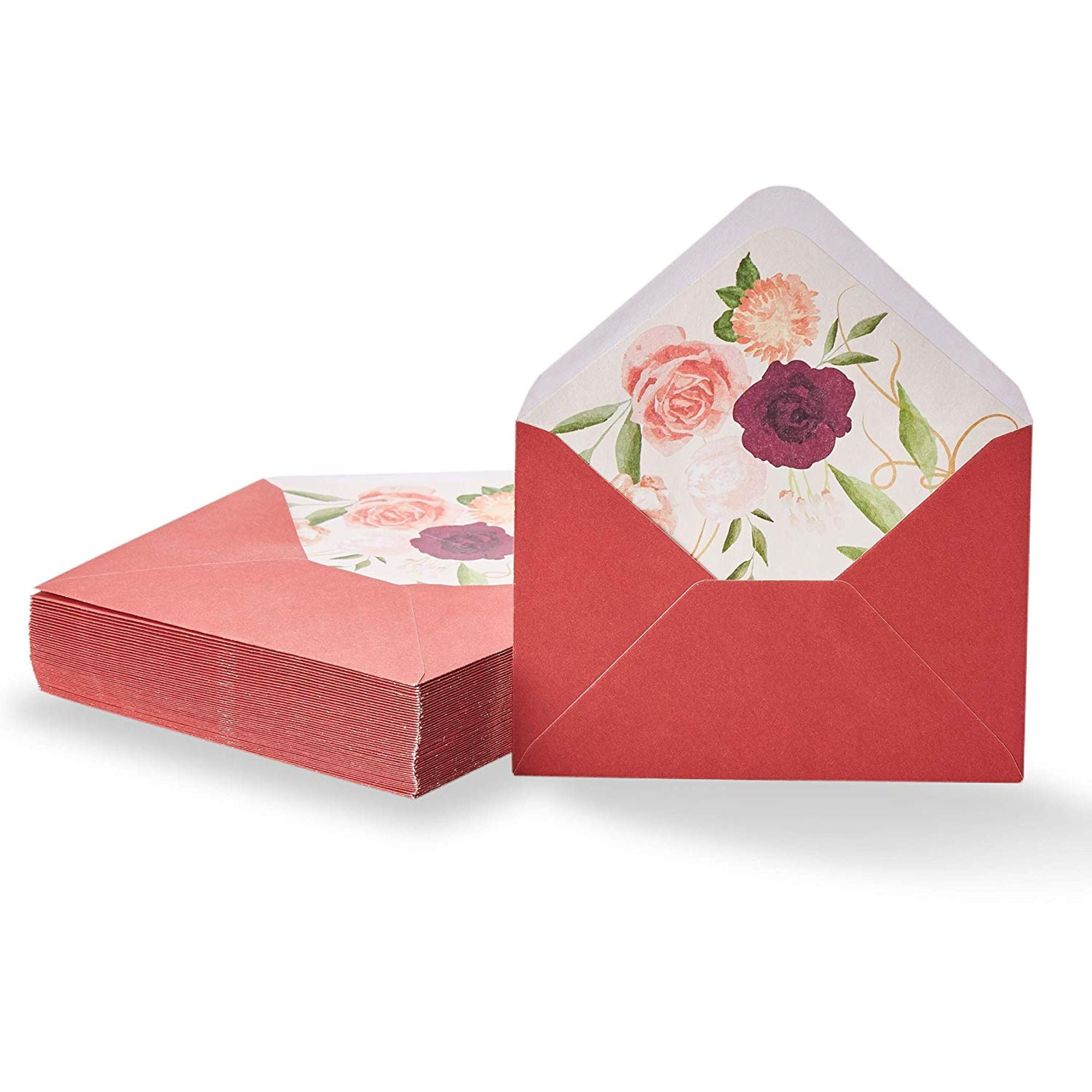 50Pack A1 Red Invitation Envelopes for 3x5 Cards with Watercolor