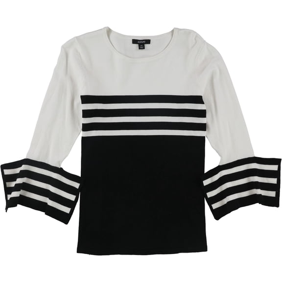 Alfani Womens Colorblock Stripe Pullover Sweater, Black, PP