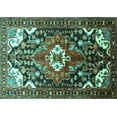 thumbnail image 1 of Ahgly Company Machine Washable Indoor Rectangle Persian Turquoise Blue Traditional Area Rugs, 4' x 6', 1 of 4