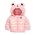 thumbnail image 2 of KYAIGUO Toddler Baby Girls Boys Cartoon Down Jacket Raincoat with Hoodie Infant Waterproof Lightweight Puffer Coat Soft Warm Padded Windbreak Bear Ears Outwears for 9M-6Y, 2 of 9