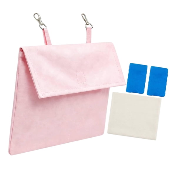 Bolsa de hielo refrescante para jaula de mascotas, reutilizable, aislante, lavable y portátil. Rosa con 2 cajas