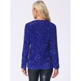 thumbnail image 3 of DARING DIVA Sequin Blazer Jacket Sparkly Open Front Cardigan L Blue, 3 of 6