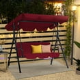 thumbnail image 2 of YODOLLA 3-Seat Outdoor Steel Porch Swing with Canopy, Swing Glider-Red, Free Standing Porch Swing, 2 of 9