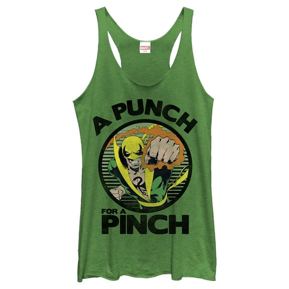 Women's Marvel St. Patrick's Iron Fist Punch for a Pinch  Racerback Tank Top Envy Green Large