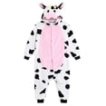 thumbnail image 3 of Ruyang Kids Plush Cow Hooded Jumpsuit Flannel Animal Role Play Dress Up Bodysuits Boys Girls Holiday Theme Party Outfit, 3 of 9