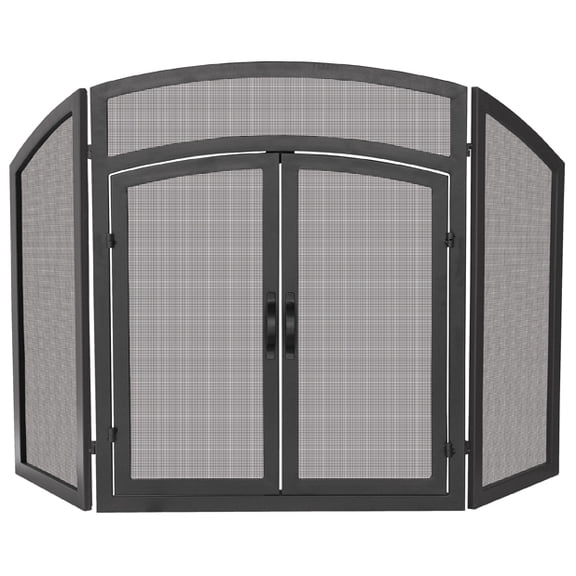 UniFlame S-1178 3 Fold Black Wrought Iron Arch Top w - Doors