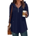 thumbnail image 6 of Yokua Women's Quarter Zip Waist Hoodie Pullover Long Hooded Sweatshirt, 6 of 8