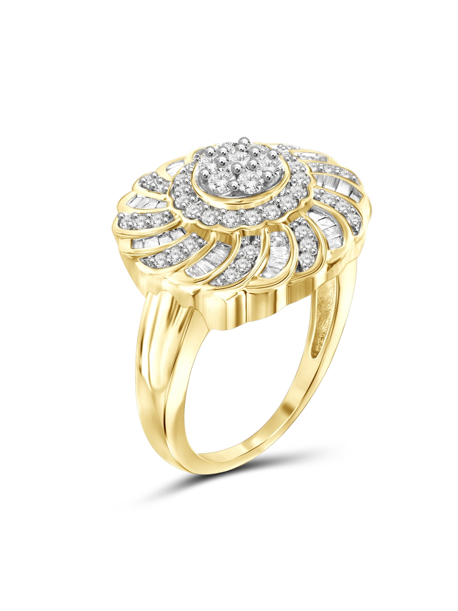 JewelersClub 14K Gold Plated Silver 1.00 Carat White diamond Ring for Women | Diamonds for Everyday Womens Wear