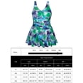 thumbnail image 4 of Women's Plus Size Ruched One Piece Swimdress Tummy Control Floral Skirted Swimsuit Bathing Suit, 4 of 9