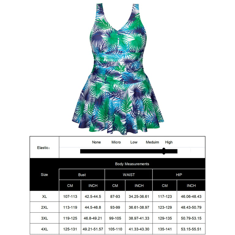 Plus Size Floral Swim Dress Tummy Control One Piece Swimming Suits for Women