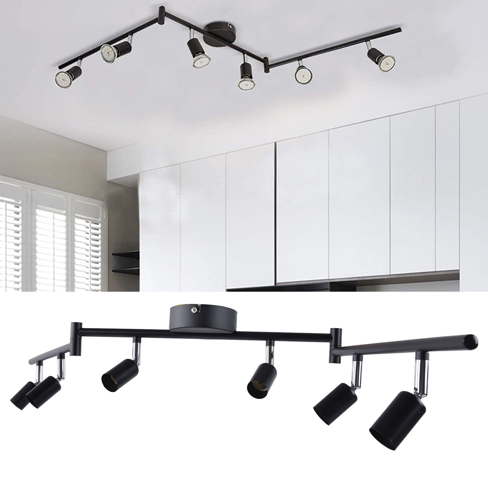 Track Lighting Kit Rotatable Track Light 6 Way Ceiling Home Decoration Track Lighting Kit