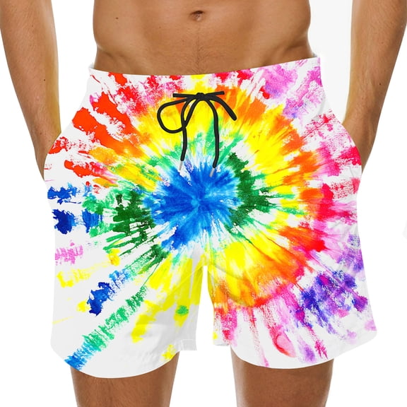Ceisia Men's Printed Basic Drawstring Elastic Waist Loose Fit Beach Shorts 4-Way Stretch Casual Summer Pants Multicolor Gifts for Father 5X