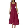 thumbnail image 2 of Bnwani Elegant Dresses for Women,Summer Dresses,V-Neck,Cinched,Slim Fit,Sleeveless,Wine,S, 2 of 6