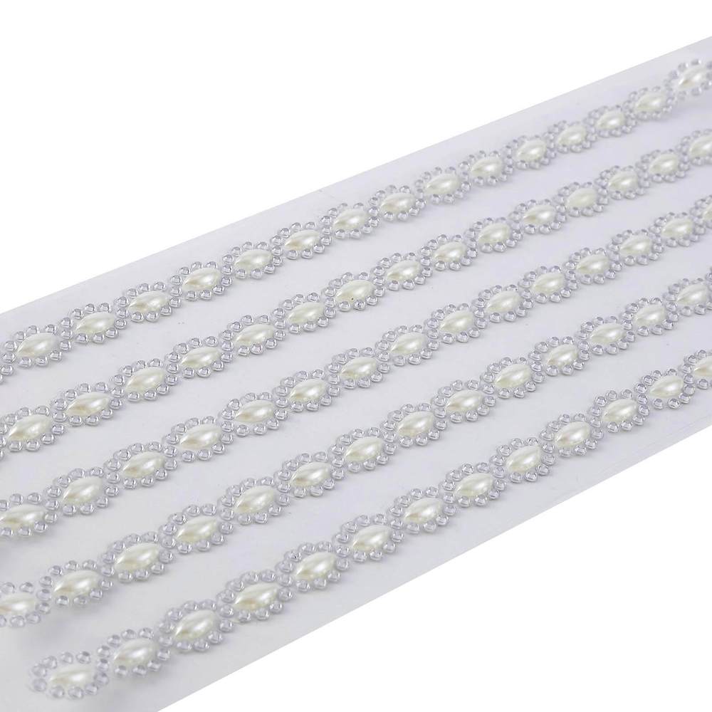 4PC 5 Strips Stick on Rhinestone Gems Oval Self Adhesive Diamond Rhinestone Stickers Silver
