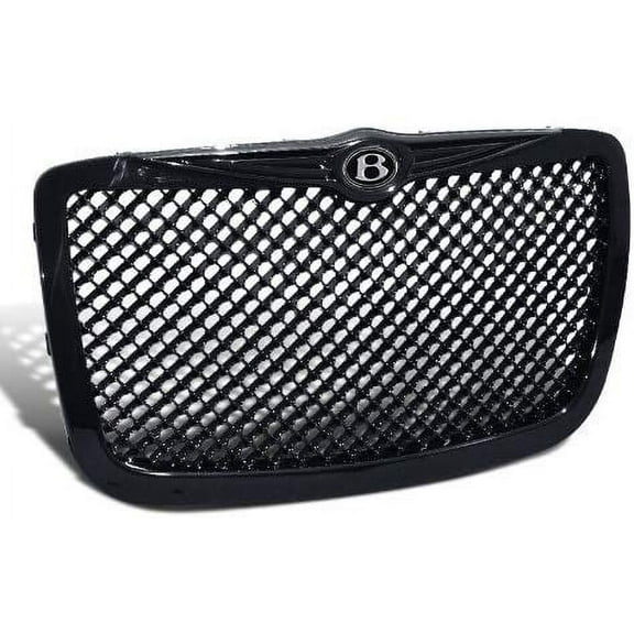 Black Front Bumper Hood Grill Grille Assembly Mesh Style With B Logo Made For And Compatible With 2005 - 2010 Chrysler 300 300C 05 06 07 08 09 10