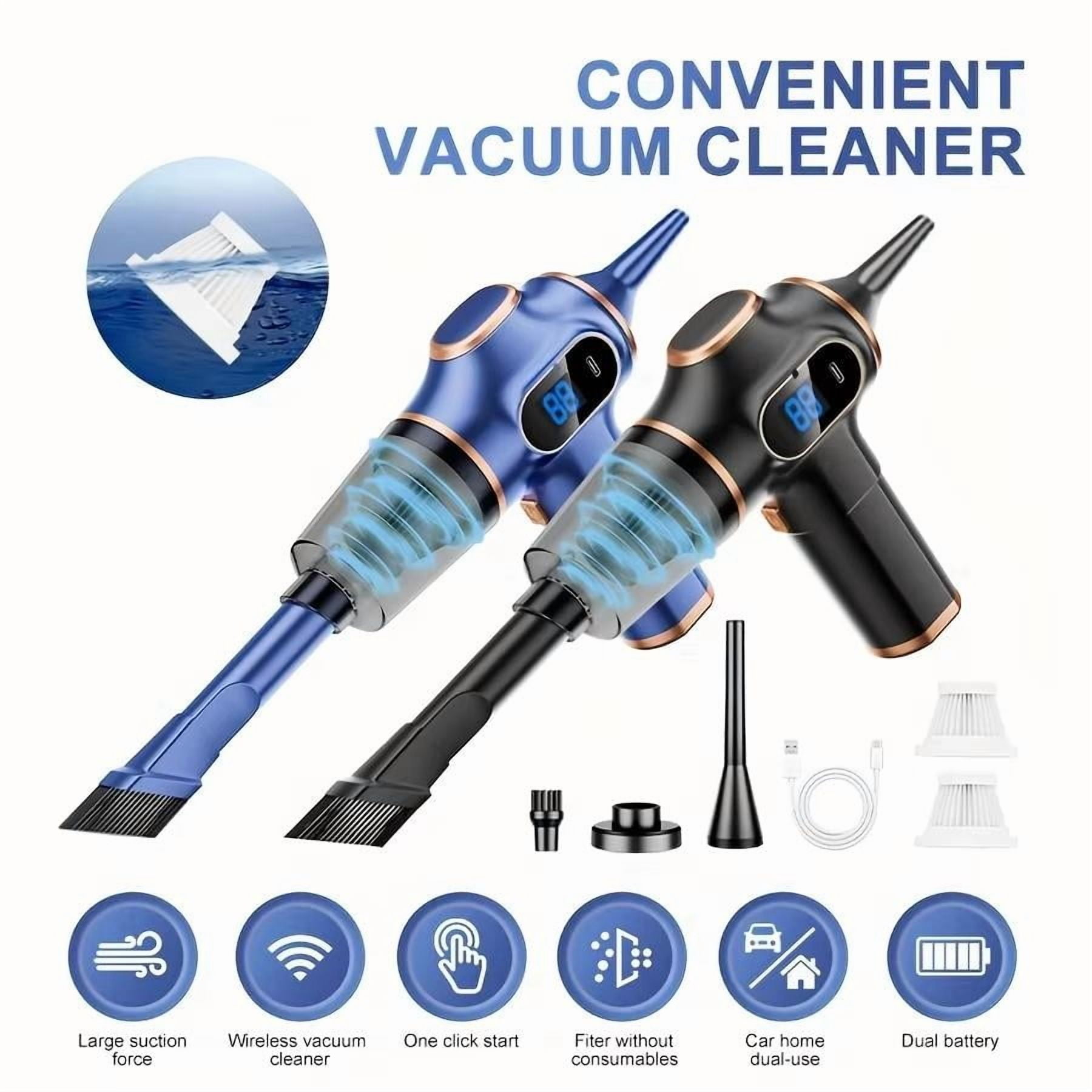 SharkTRUE Mini Handheld Vacuum Cleaner Rechargeable with with LCD Display,MultiNozzles and Charging Cable,Car Vacuum Portable Cordless for Car, Home, Office, Sofa, Pet Hair,Keyboard (Black)