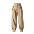 thumbnail image 2 of Lmnyox High Waist Pants for Women Comfy Loose Lightweight Pleated Trousers Trendy Dressy Pants with Pockets, 2 of 7