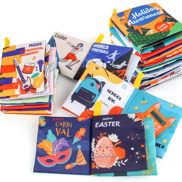 Fridja 6 Pcs Baby Bath Books, Fabric Soft Baby Crinkly Cloth Books