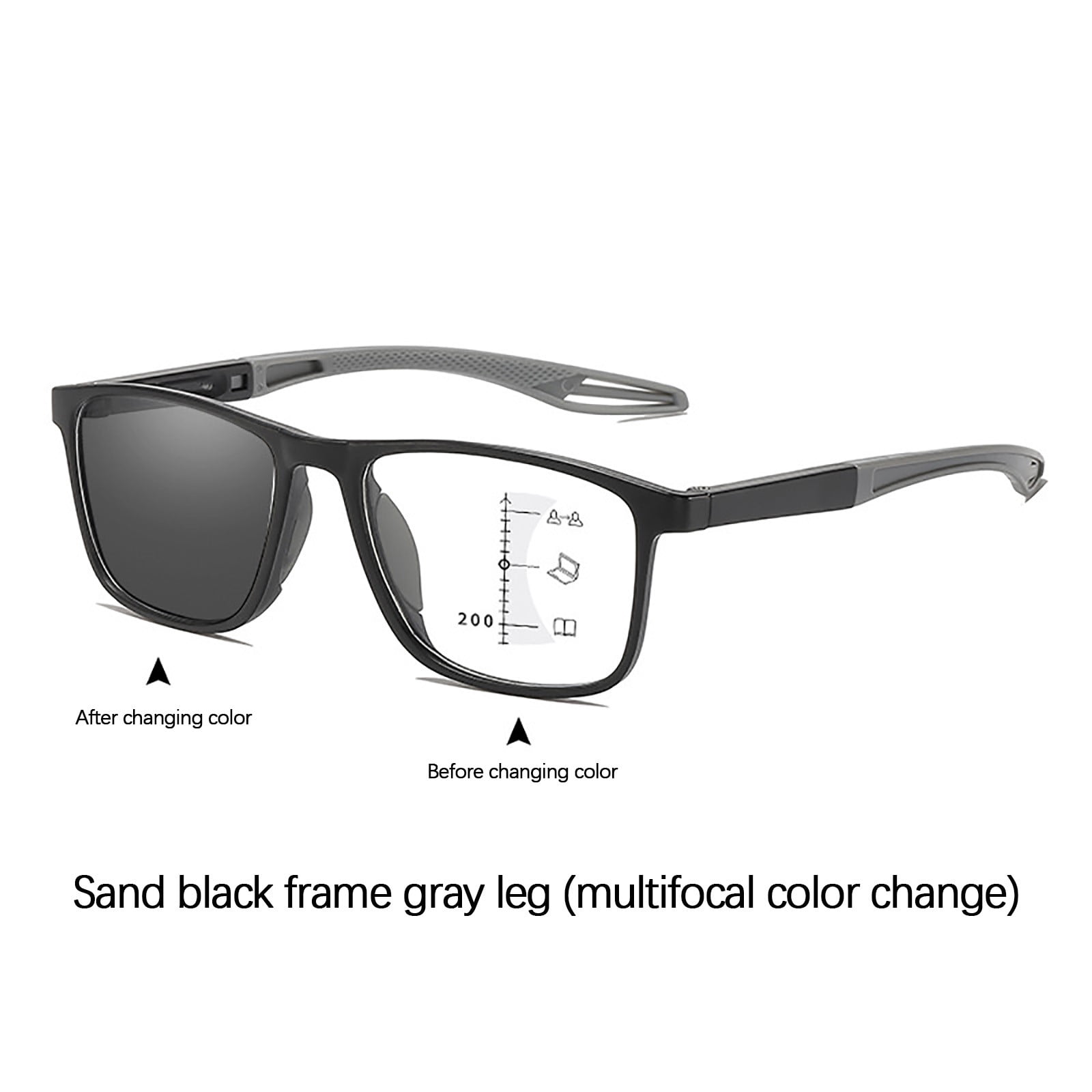 Cagogo Photochromic Bifocal Reading Glasses, Multi Focus Presbyopia Glasses for Men Women, Sporty Intelligent HD Lenses, Blue Light Blocking Computer Glasses, Indoor Outdoor Eyewear