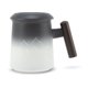 thumbnail image 1 of Taza de Té con Infusor Unique Bargains 13.5oz Taza de Cerámica con Mango de Madera y Tapa Colador de Té para Infusión de Hojas Sueltas Negro&Blanco, 1 of 7