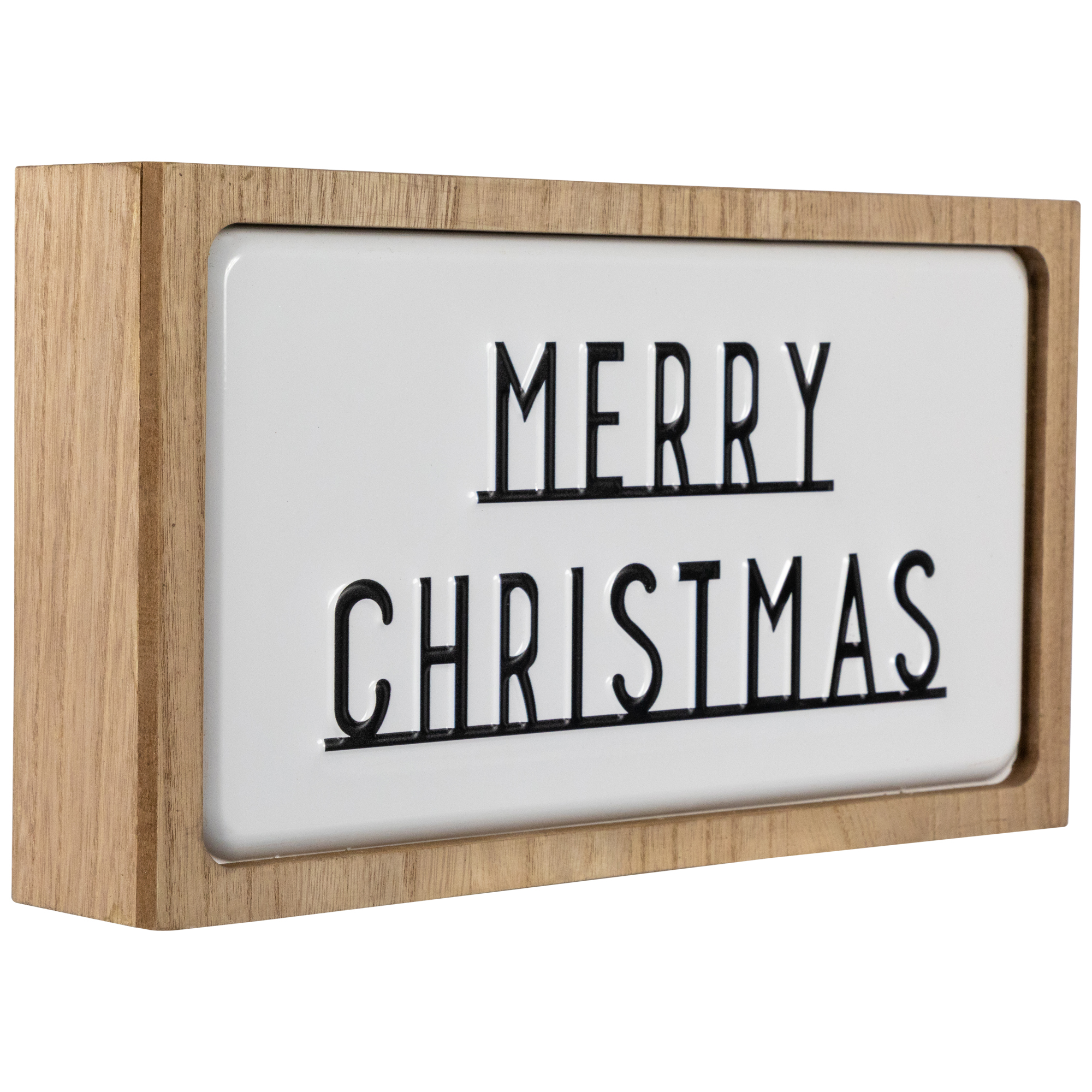 13" White and Brown "Merry Christmas" 3D Wooden Wall Christmas Decor
