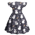 thumbnail image 5 of yuCgh Girls Easter Dress with Flutter Sleeves & Ruffle Hem, Fashion Casual Summer Printed Dress, Lightweight & Stylish Easter Dress,Black 140, 5 of 5