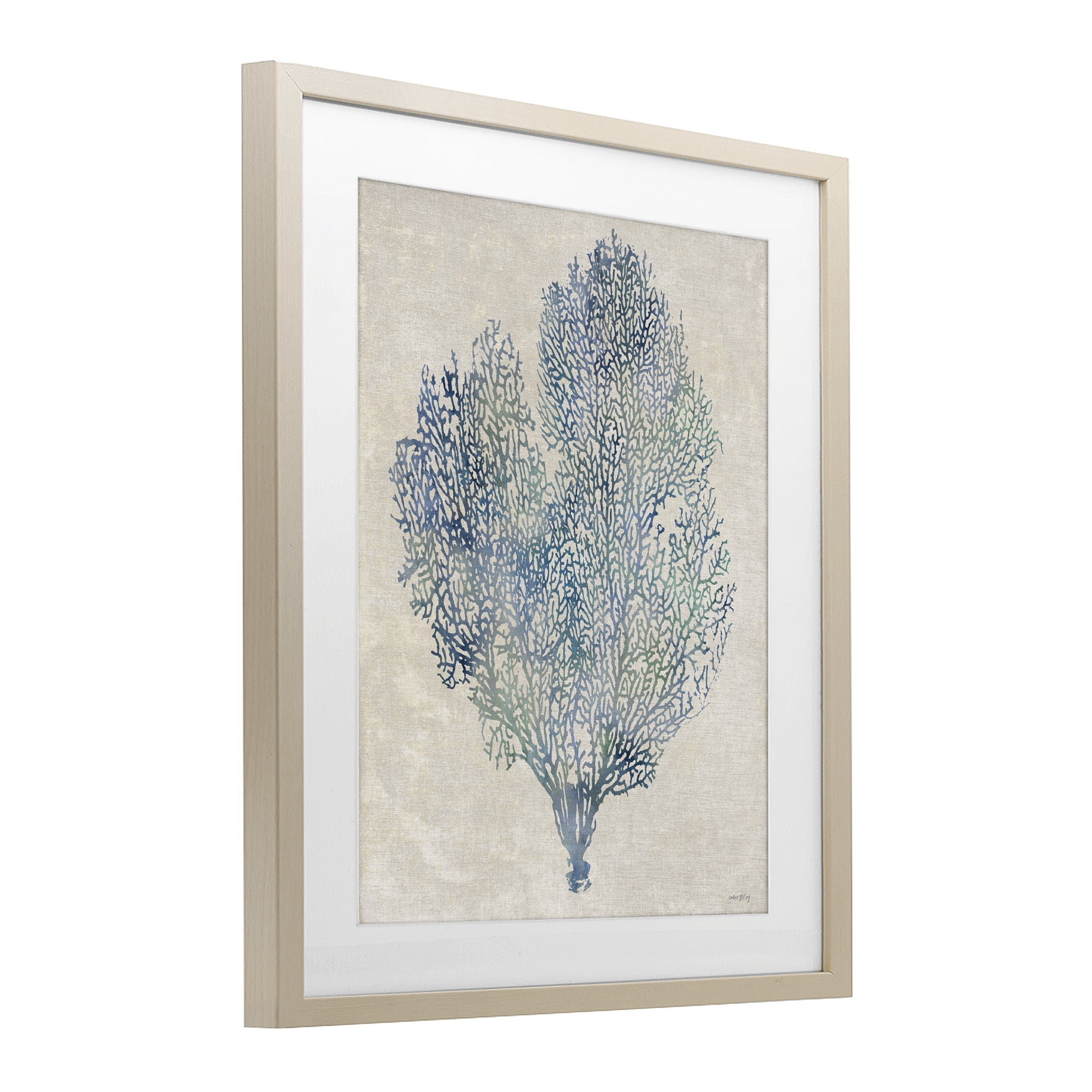 Stupell Industries Fan Coral in Blue & Green Birch Framed Print Under Glass, design by Amber Sterling