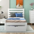 thumbnail image 3 of Euroco Modern Pine Wood Storage Platform Bed, Twin Size for Kids Teens, White, 3 of 13