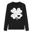 thumbnail image 3 of Lenpel Long Sleeve Shirts for Women Plus Size Crewneck St. Patrick's Day Printed Casual Pullover Tops Loose Lightweight Sweatshirts(Black,4X-Large), 3 of 5
