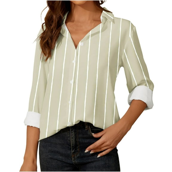 tklpehg Womens Fall Tops V-Neck Button Shirts Long Sleeve Tops Solid Color Leisure Going Out Tops Fall Clothes Comfortable Womens Clothes Pullover Beige XXL
