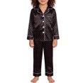 thumbnail image 4 of JAJAHO Girls Silk Satin Home Clothes 2 Piece Outfits Long Sleeve Button Down Collared Shirt And Pants Set For Kids 3-14 Years Soft Outfit, 4 of 4