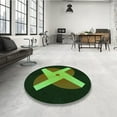 thumbnail image 4 of Ahgly Company Machine Washable Indoor Rectangle Transitional Dark Lime Green Area Rugs, 4' x 6', 4 of 7