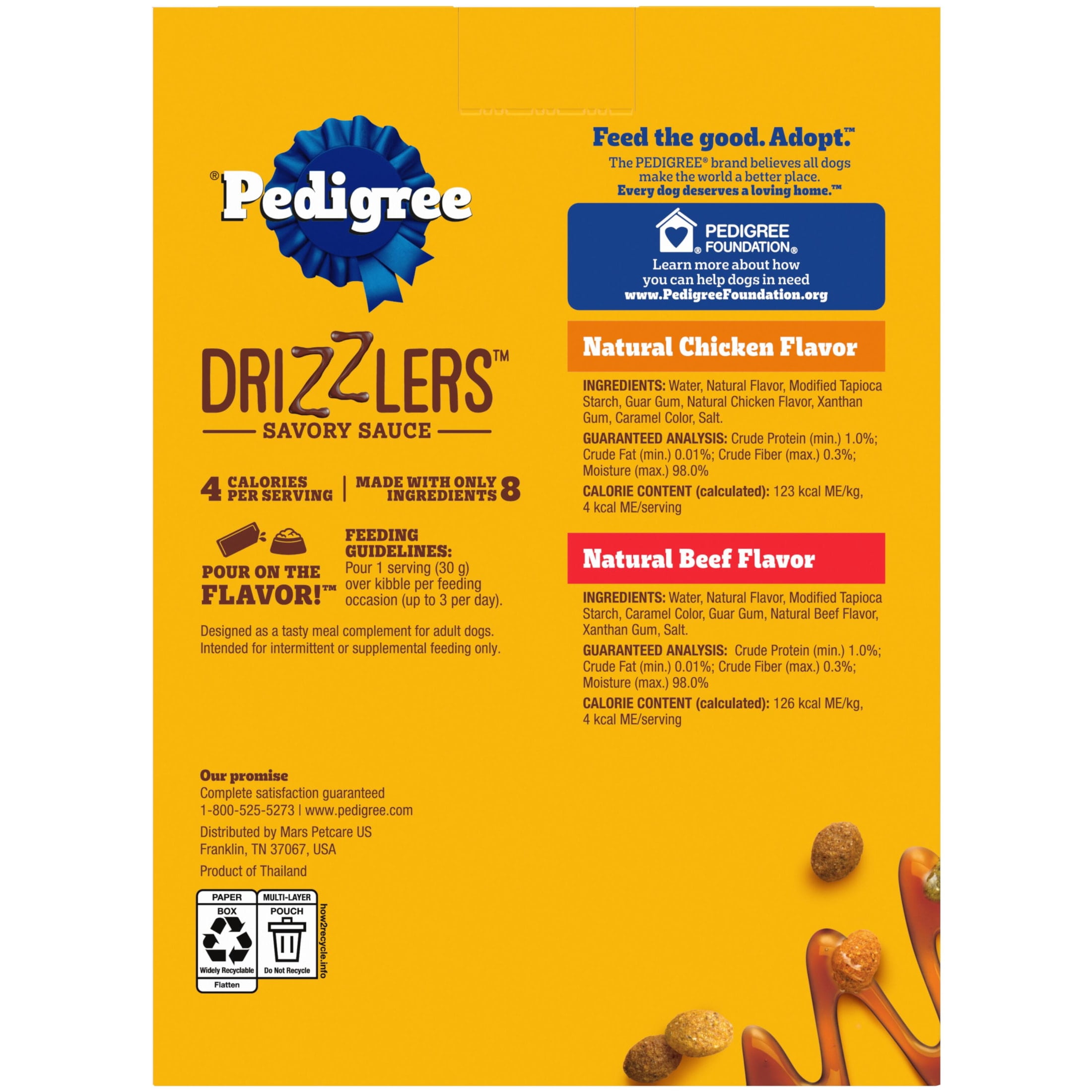 Pedigree Drizzlers Savory Sauce Multipack Wet Dog, 2.1 oz Twin Pouches, 16-Pack