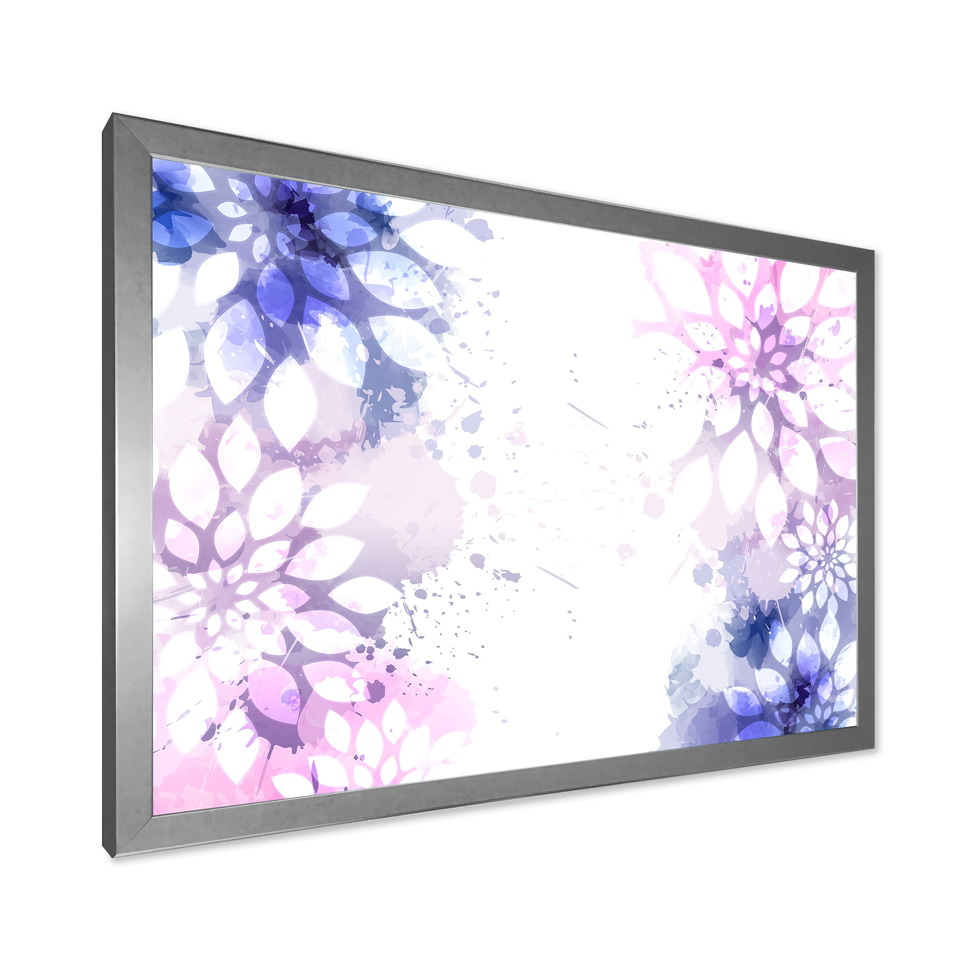 Designart 'Pink and Purple Abstract With Colorful Splashes II' Modern Framed Art Print