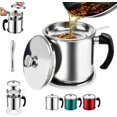 thumbnail image 1 of 2026 New Stainless Steel Oil Filter Pot Can, Large Capacity Grease Container Stainless Steel, Bacon Grease Saver Strainer And Strainer Lid Kitchen for Filtering Separating Reusing Oil(Silver), 1 of 7