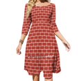 thumbnail image 1 of Brick Wall Pattern With Red Bricks Square Neck Dress Cute Loose Print Dresses Elegant Beach Party Dress Brick Pattern Wall Red, 1 of 4
