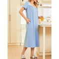 thumbnail image 3 of Avidlove Long Nightgowns for Women Henley Floral Ladies Gowns Short Sleeve Btton Neck Nightdress House Dress Sleepwear with Pockets, 3 of 6