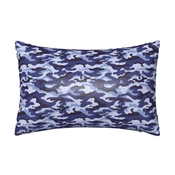 Silk Pillow Case for Hair And Skin Queen - Camouflage Blue Cooling Sleep Throw Pillow Covers Standard Size 20x30in, comfort Satin Pillowcase with Zipper for Women Men