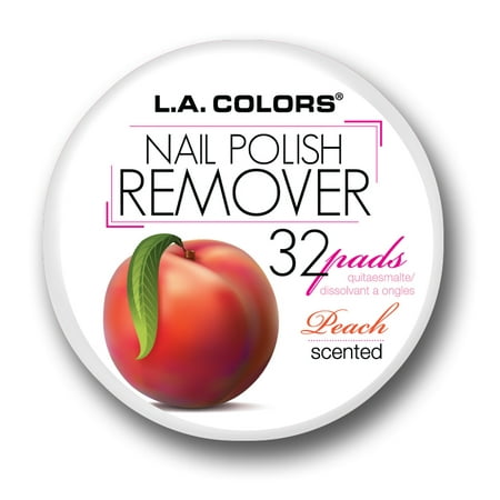 LA Colors Scented Nail Polish Remover Pads, Peach, 32 Ct
