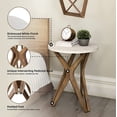 thumbnail image 3 of Pedestal Farmhouse End Table, Distressed Top with Tripod Base Bedside Table for Living Room, Modern, Boho Decor, Round (1 Pack, White & Walnut), 3 of 10