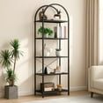 thumbnail image 1 of 5-Tier Arched Bookshelf, Industrial Style Open Bookcase with Metal Frame, Freestanding Display Shelving Unit for Living Room, Bedroom, Office Storage, 1 of 6