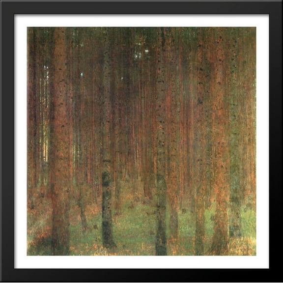 Pine Forest II 28x28 Large Black Wood Framed Print Art by Gustav Klimt