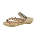 thumbnail image 2 of AXXD Beige Sandals for Women Summer New Floral Rhinestone Flat Toe Over Boho Sandals Casual Beach, 2 of 4