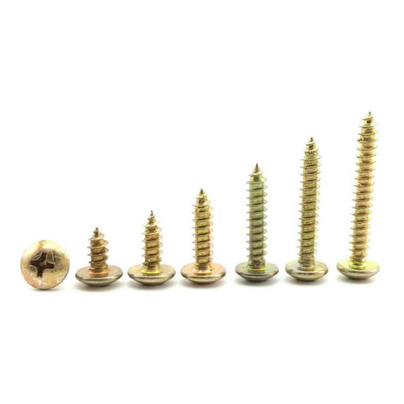 (1kg) Color Zinc Yellow Gold Hardened Large Flat Head Self-Tapping Screws M4X30mm.
