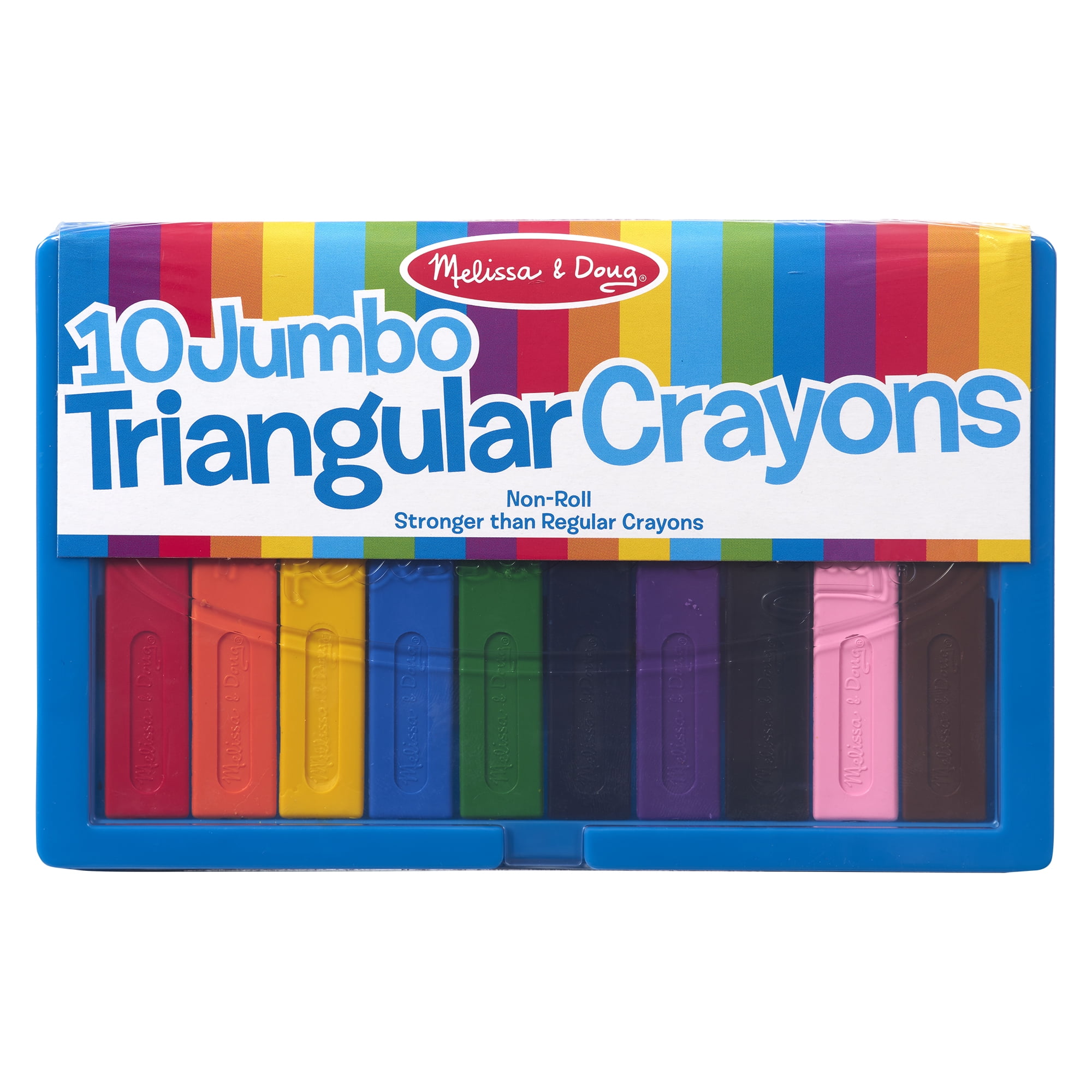 Melissa & Doug Jumbo Triangular Crayons 10Pack, NonRoll, FlipTop