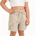 thumbnail image 6 of Maqroz Girls Cargo Shorts Elastic Waist Button Closure Casual Summer Shorts with Side Pockets Solid Color Loose Fit Bottoms 5-15 Years, 6 of 8